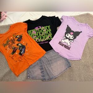 Disney hocus pocus, beetle juice and Purple kuromi tops with shorts